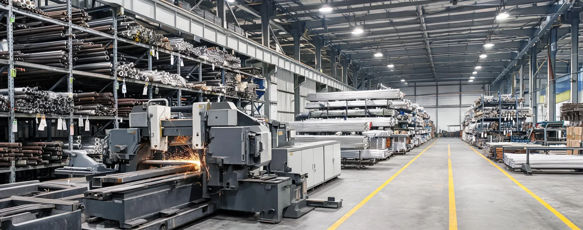 Cut-to-size metal processing line and inventory staging