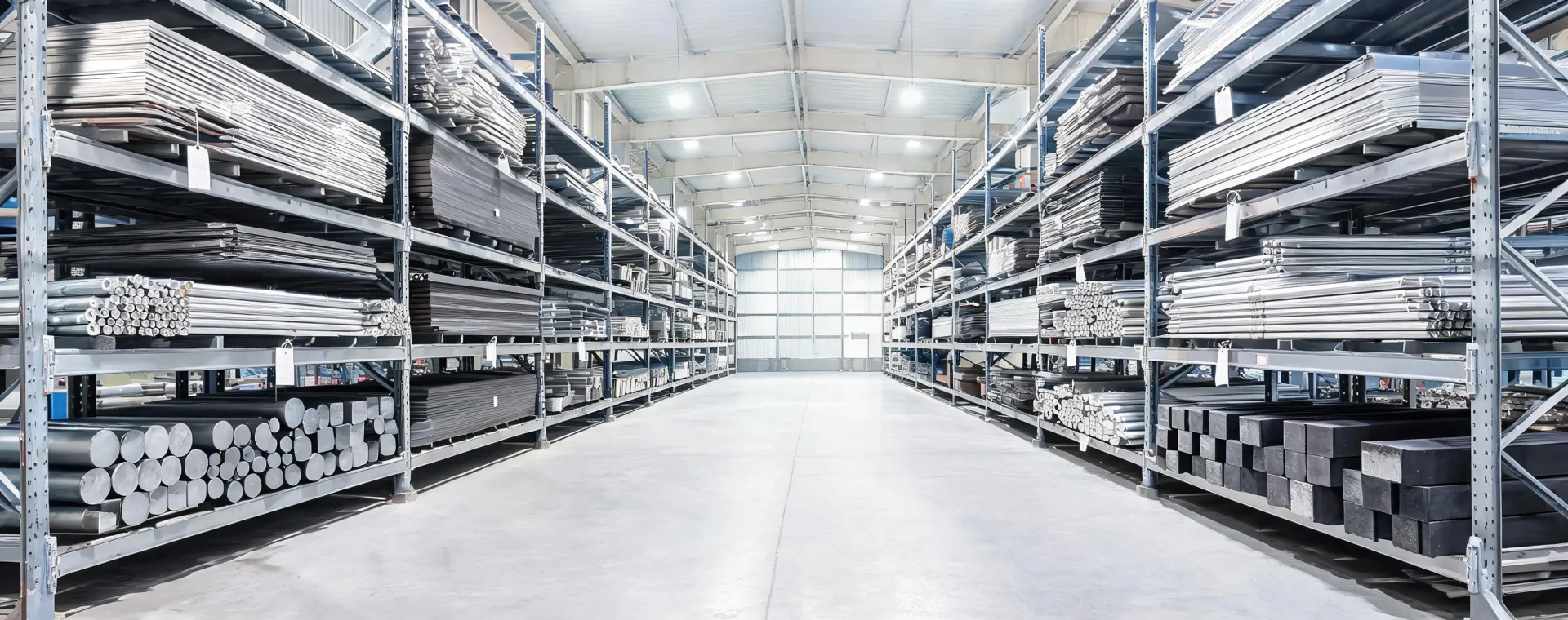 Metal racks with stainless carbon aluminum and specialty steel stock